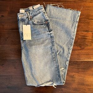Zara Hi Rise Wide Leg Full Length Jeans